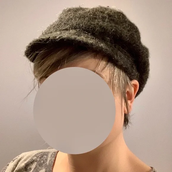 Pelican Cove Vintage Mohair Blend Slouchy Cap with Brim - Charcoal - Picture 3 of 4